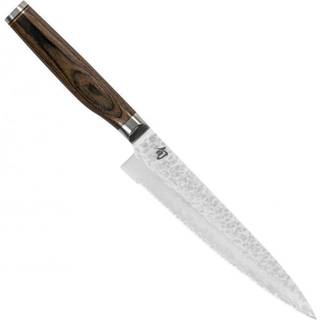 KAI Shun Premier Tim Mälzer Allzweckmesser 16,5 cm mit Wellenschliff - Damaststahl - Griff Pakkaholz - Braun,Silber