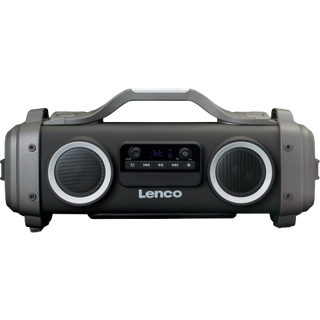 Lenco SPR-200BK - Splash proof Bluetooth® Speaker FM radio USB and micro SD with Light Effects - Black