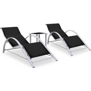 liggestole 2 stk. med bord aluminium sort