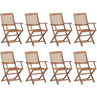 foldbare havestole 8 stk. med hynder massivt akacietræ