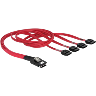 Mini SAS HD kabel SFF-8643 til 4 x SATA 7 pin - 1 m
