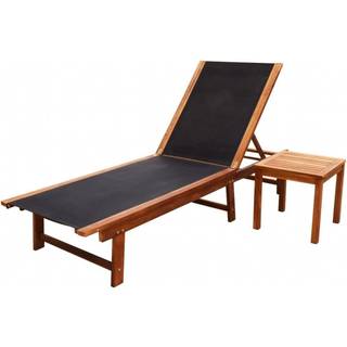 liggestol med bord massivt akacietræ og textilene