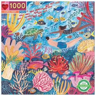 Eeboo: Stykke og k?rlighed Coral Reef 1000 Piece Square Adult Jigsaw Puzzle Puzzle For voksne og familier blanke robuste stykker og minimalt pusl