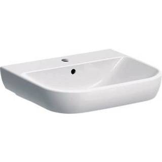 Geberit Smyle håndvask: B=55cm, T=48cm, Hanehul=Midtpå, Overløb=Synlig, Hvid / KeraTect