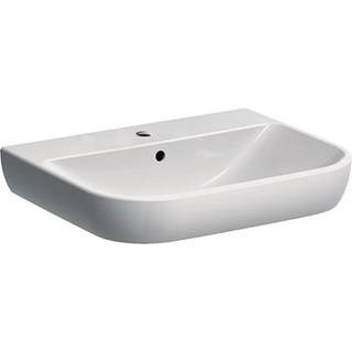 Geberit Smyle håndvask: B=60cm, T=48cm, Hanehul=Midtpå, Overløb=Synlig, Hvid / KeraTect