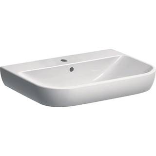 Geberit Smyle håndvask: B=65cm, T=48cm, Hanehul=Midtpå, Overløb=Synlig, Hvid / KeraTect