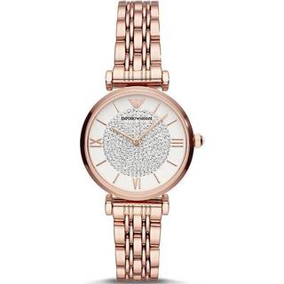 Emporio Armani Gianni T-BAR White Dial Rose Gold-Tone Steel Ladies Watch AR11244