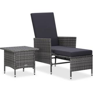 loungesæt til haven 2 dele med hynder polyrattan brun
