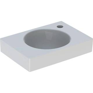 Geberit Preciosa II håndvask: Hvid / KeraTect, B=40cm, H=10.5cm, T=28cm, Hanehul=Til højre, Overløb=Uden