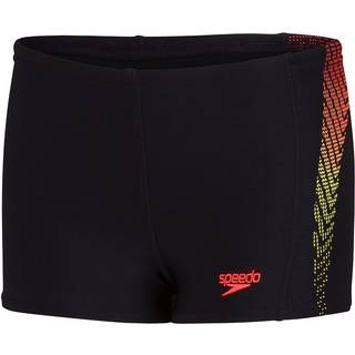 Speedo BadeBukserer Plastisol Placement Aquashort til drenge Sort/Lemon/Mandarin Str. 164/13-14y sort