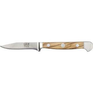 Güde Alpha Olive Gemüsemesser 8 cm spitz - Messerstahl - Griffschalen Olivenholz - Braun,Silber