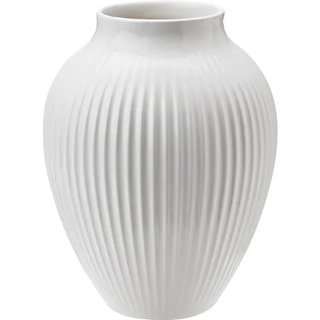 , vase, riller hvid, 12,5 cm