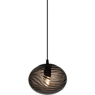 Handmade - Røg farvet glas pendel - Ø22 - Stofkabel - Halo Design