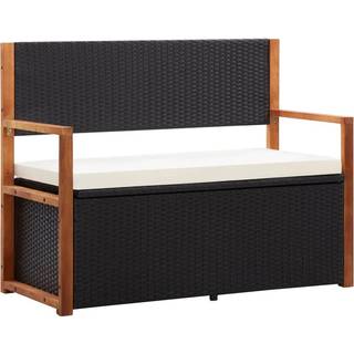 havebænk 115 cm polyrattan og massivt akacietræ sort