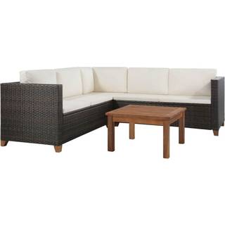 haveloungesæt 4 dele med hynder polyrattan sort