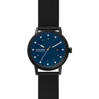 SKAGEN Henriksen herreur i sort stål med blå skive