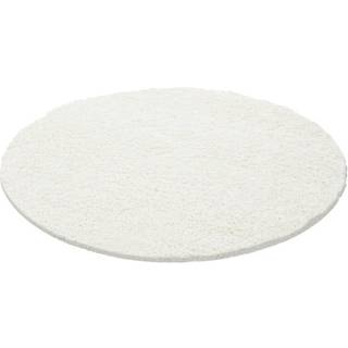 Life Rund Shaggy tæppe Ensfarvet - Creme - 200x200 (Rund)