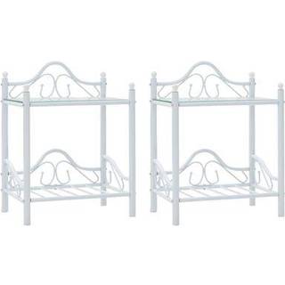 Sengebord Stål Og Hærdet Glas 45 X 30,5 X 60 Cm - 2 / Hvid