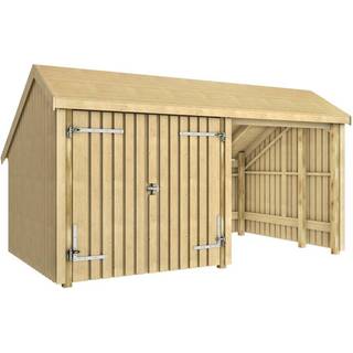 PLUS Multi havehus i 2 moduler med dobbeltdør og åben front, natur/nåletræ - 10,5 m²