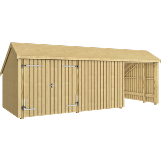 PLUS Multi havehus i 3 moduler med dobbeltdør og lukket/åben front, natur/nåletræ - 15,5 m²