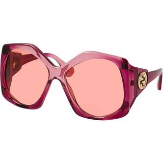 Gucci Kvinde GG0875S 003 Solbriller Plast Bordeaux Orange Oversize Normal