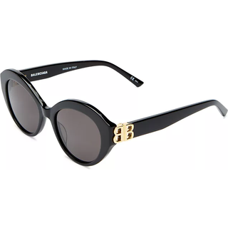Balenciaga Kvinde BB0133S 001 Solbriller Acetat Sort Grå Rund Normal