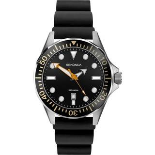 Sekonda Sports Quartz Black Dial Black Rubber Strap Men's Watch 1846