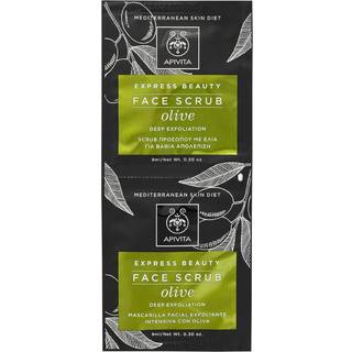 Apivita Express Beauty Exfoliating Face Scrub Olive Intensiv rensende peeling til ansigt 2 x 8 ml - 2 x 8 ml