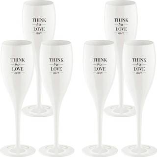 Koziol Cheers champagneglas med print 10 cl 6-pak Think less love more