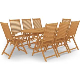 Spisebordssæt Til Haven 9 Dele Massivt Teaktræ - 8 / Oval