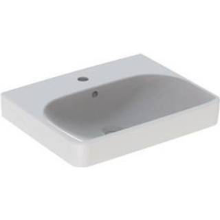 Geberit Smyle Square håndvask: B=55cm, T=44cm, Hanehul=Midtpå, Overløb=Synlig, Hvid / KeraTect