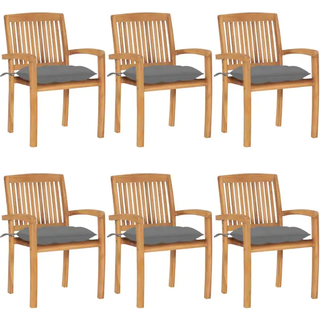 Havestole 2 Stk. Med Farvede Hynder Massivt Teaktræ - 6 / Antracitgrå