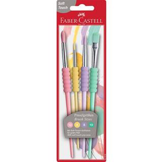 Faber-Castell malepensel med mykt grep - 4 pensler i pastelfarver