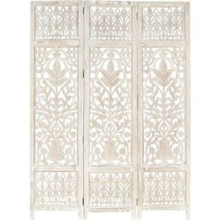3-panels rumdeler håndskåret 120 x 165 cm massivt mangotræ grå