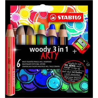 STABILO woody Arty 3 in 1 sæt med 6 penne inkl. spidser