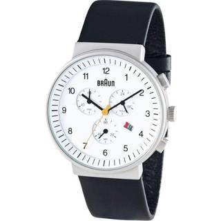 Braun Classic Chronograph White Dial Leather Strap Men's Watch BN0035BWHBKG
