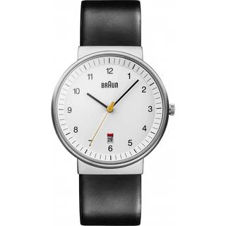 Braun Quartz Classic White Dial Black Leather Strap Men's Watch BN0032WHBKG