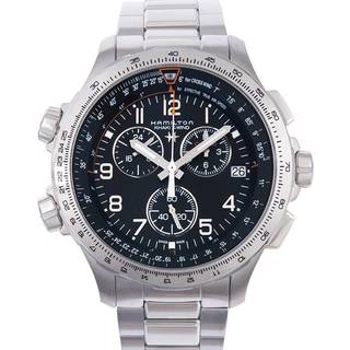 Hamilton Khaki Aviation X-Wind GMT Chronograph Quartz Black Dial Stainless Steel Strap Men's Watch H77912135