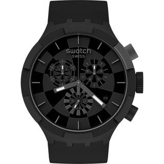 Swatch Big Bold Chrono Checkpoint Black Quartz Black Dial Silicone Strap Watch SB02B400