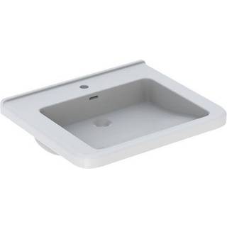 Geberit Renova Comfort Square håndvask, barrier-free: B=60cm, T=55cm, Hanehul=Uden, Overløb=Uden, Hvid / KeraTect
