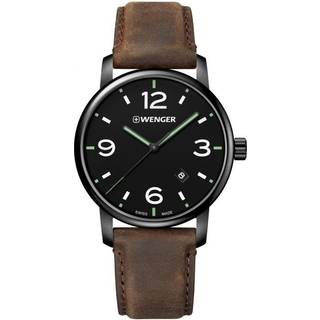 Wenger Urban Metropolitan Quartz Black Dial Brown Leather Strap Men's Watch 01.1741.121