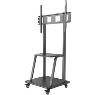 Manhattan Monitor/LFD Trolley Stand, 1 screen, 37-100, Vesa 200x200 to 800x600mm, Max 150kg, Black, Box Vogn med hjul TV / AV System 37-100