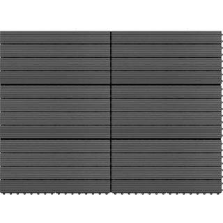 terrassefliser 6 stk. 60x30 cm 1,08 m² WPC sort