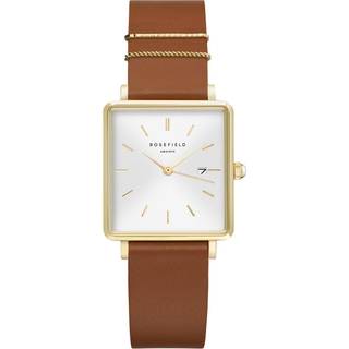 Rosefield QSCG-Q029 Damenarmbanduhr Quarz Boxy Braun/Goldfarben