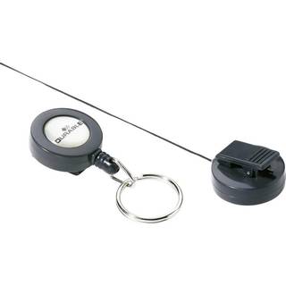 Durable Yoyo-holder nøglering med hul til navneskilt eller nøgler, sort 10 stk