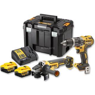 DEWALT 18V XR COMPACT HDD GRINDER TSTAK Slagbore-/skruemaskine (DCD796) Li-Ion, 18V, 27 Nm + Vinkelsliber Li-Ion, brushless, Ø125 mm (DCG405N) +2x batterier Li-Ion, 18V, 5Ah + oplader+ Kuffert