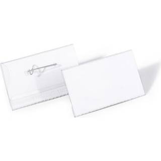 Durable navneskilt med nål 40x75 mm pakke med 100 stk.