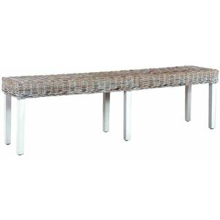 bænk 160 cm naturlig kubu-rattan massivt mangotræ hvid