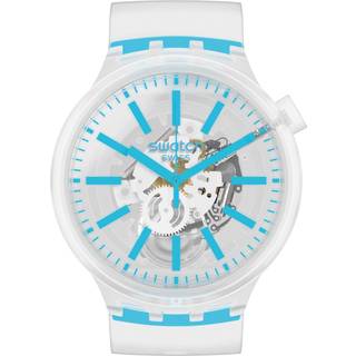 Swatch BlueInJelly Quartz Transparent Dial Silicone Strap Watch SO27E105