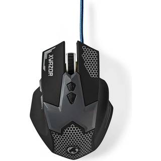 Nedis - Gaming Mouse | Kabel | 800 / 1200 / 1600 / 2400 dpi | Justerbar DPI | Antal knapper: 7 | Højrehåndet | 1.50 m | LED - GMWD200BK